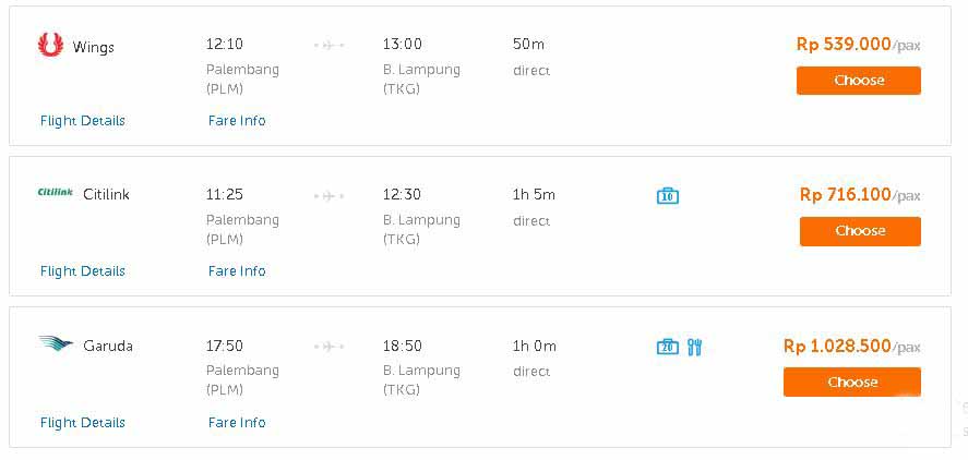 Info Tiket Pesawat Lampung Palembang